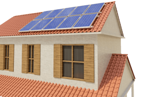 maquette 3d maison avec panneaux solaires